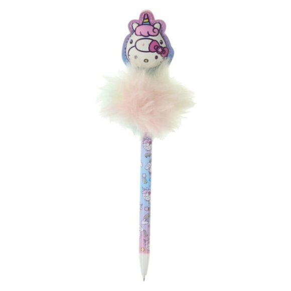 𝅺HELLO Kitty Sanrio Fuzzy Fur Pom Pom Pen - Picture 2 of 2
